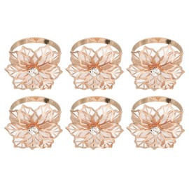 sourcing map 12Pcs Metal Napkin Rings, Flower Table Napkin Holders Serviette Buckles for Decoration Adornment Wedding Parties, Banquet, Rose Gold