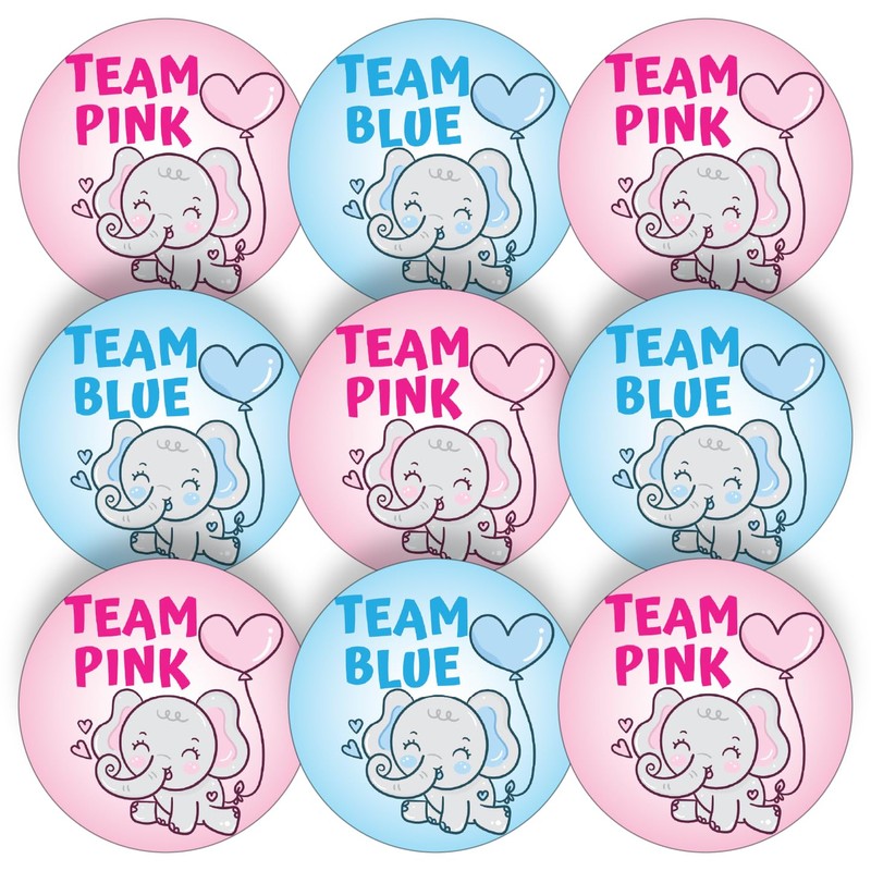 Stone Melon Gender Reveal Baby Shower Stickers 144 Team Blue