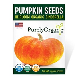 Purely Organic Pumpkin Seeds (Cinderella) - Approx 6 Seeds - Certified Organic, Non-GMO, Open Pollinated, Heirloom, USA Origin