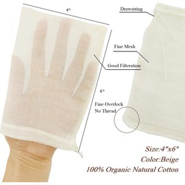 AOUXSEEM 4 Pack Cheesecloth Bags for Straining,Reusable Cold Brew Coffee Cheese Cloths Strainer,Large Nut Milk Tea Juice Bag,100% Natural Cotton Fine Mesh Filter Bags(X-Small,4"x6")
