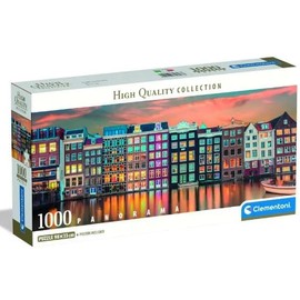 Clementoni - Puzzle 1000 Teile für Erwachsene und Jungen, Kollektion, Thema Amsterdam, Leuchtend, mit Poster, Kompaktbox, Geschenkidee für Damen und Herren, Made in Italy, 98 x 33 cm, 39897