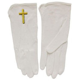 Sterling Gifts Gold Cross White Gloves (2X-Large)