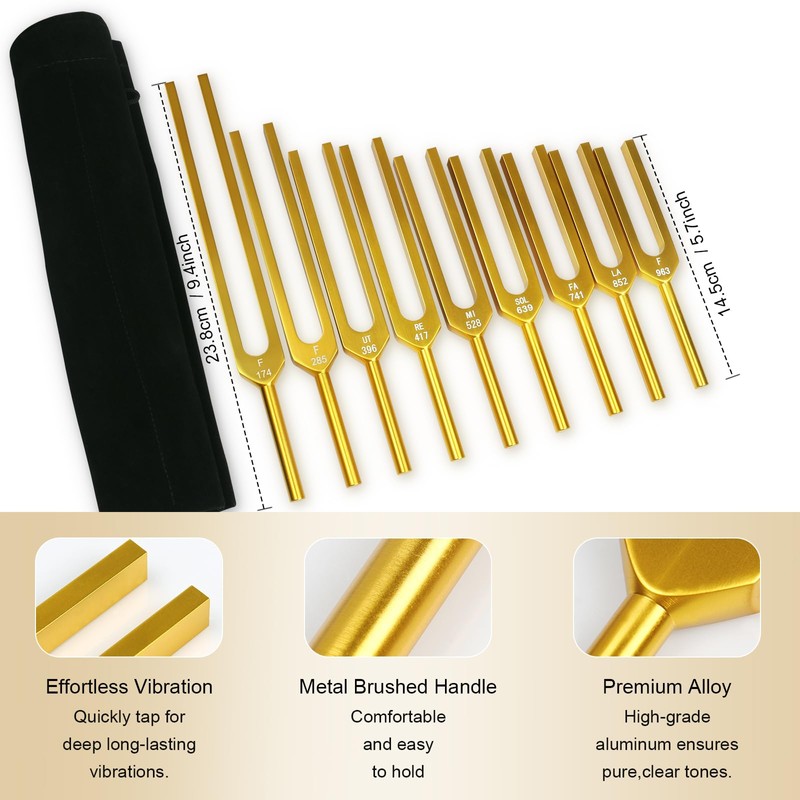 Solfeggio Tuning Forks Set for Healing, 9 Solfeggio Frequencies 174Hz