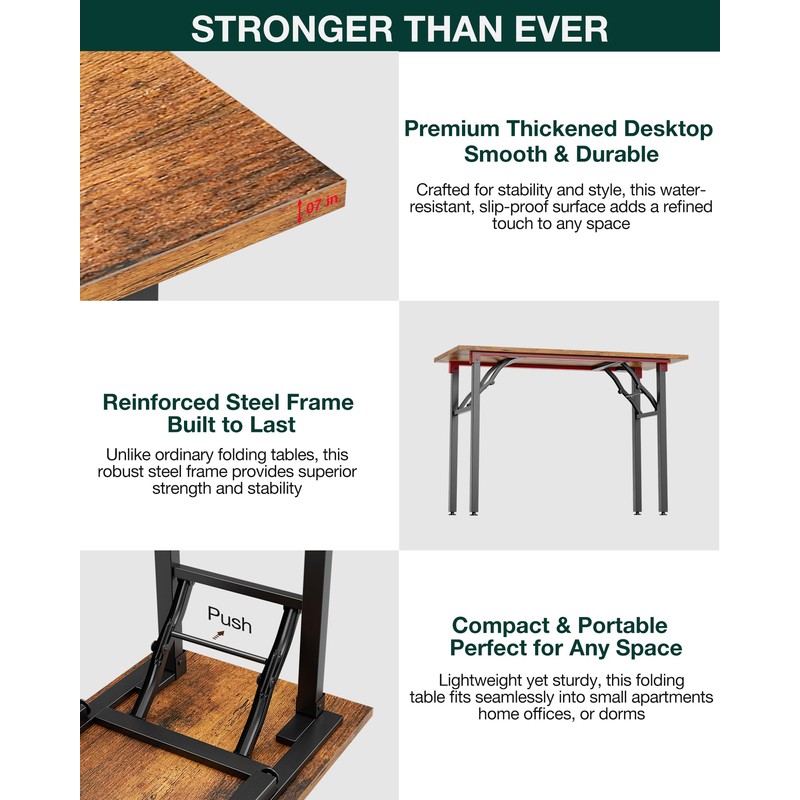 Frylr Small Folding Computer Desk – Portable 35.8 Inch Foldable