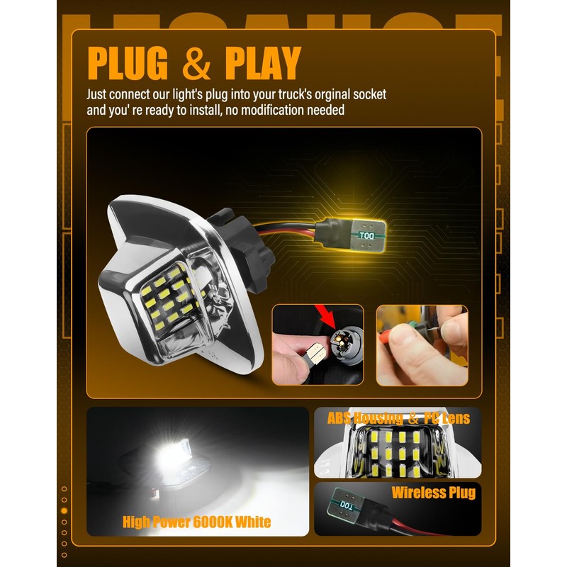 LESAUCE Upgraded LED License Plate Lights For 1988-2000 Chevy C/K-Series