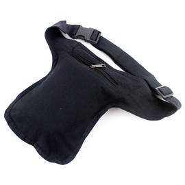 Fabric Waist Bag Casual Ethnic Designs 3 Bags with Zipper Closure One Size Adjustable Strap (18x16x3cm), Mb-1, Black, One Size