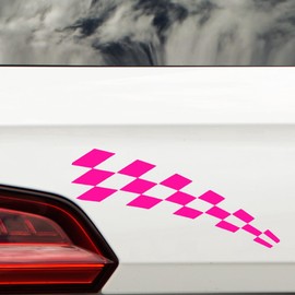 Novelty Chequered Flag Pack of 2 Car Stickers - Waterproof Decal - Long Lasting - UV Resistant - Cars, Motorbikes, Trucks, Vans (Pink)