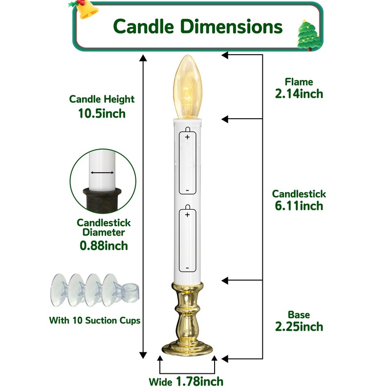 Txcigech 10PCS Christmas LED Window Candles with Timer, Flameless Candle