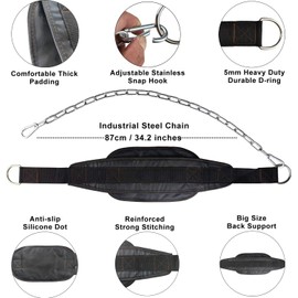 Weighted Dip Belt - Indoor Single Parallel Bars Pull-Ups Weight-Bearing Belt for Home Fitness Training