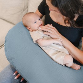 Konssy 2 Pack Muslin Nursing Pillow Covers, Soft and Adorable Nursing Cover for Breastfeeding Pillows, Pillow Slipcover for Baby Girls Boys Newborn(Blue, Star)