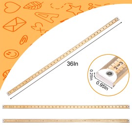 WUWEOT 10 Pack 36 Inches Yard Stick Ruler, Natural Wood Double Sided Meter Stick Ruler Bulk, Heavy Duty Wooden Yardstick with Hang Hole Metal Tips for School Classroom Home Office Kids Measuring