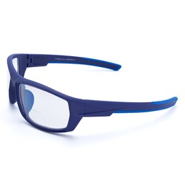 VITENZI Bifocal Safety Glasses with Readers Wrap Around Sport Magnifying Safety Reading Protective Goggles Lecce in Blue 2.50