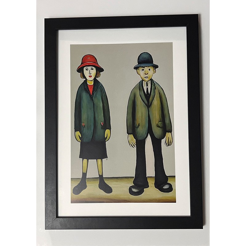Greetingles Lowry-Style 12"/31cm Square Framed Print. Beautiful Black Ash Frame