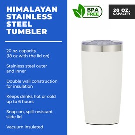 Gifts by Design 12 Ct of 20 Oz Two-Tone Himalayan Stainless Steel Tumbler with Lid – White – Customizable Insulated Cups for Water, Coffee, Hot & Iced Drinks – Great for DIY, Events, Work