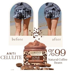 Lorenti Coffee Scrub 500 ML Face & Body | Jojoba Oil & Vitamin E Anti Celulite, Stretch Marks, Spider Veins Wrinkle, Detox