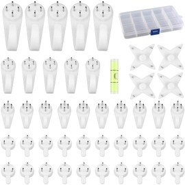 RoserRose Pack of 44 Traceless Picture Hooks, Traceless Wall Hooks, Picture Hooks, No Drilling, Picture Hangers, for Hard and Drywall Walls for Hanging Pictures, Watches, Frames
