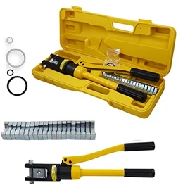 Crimping Tool Terminals Hydraulic Crimper - 16 Ton Cable Wire Terminals Hydraulic Tool with 11 Dies for AWG 6 to 600 MCM Wire Lugs Terminal