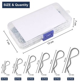 Pack of 100 Split Pin Assortment Spring Plugs, 6 Different Sizes, R-Clips, Safety Cotter Pins, Stainless Steel Folding Cotter Pins, Cotter Pins Retaining Spring Towing Hitch Cotter Pin for Cars
