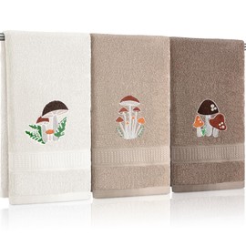 Hillsuren 3 Pcs Mushroom Hand Towels Bathroom Decor Boho Mushroom Decorative Farmhouse 100% Cotton Embroidered Towels for Bathroom Kitchen 13. 3 x 29. 5''