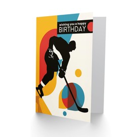 Artery8 Sport Ice Hockey Player Colourful Geometric Blank For Him Or Her Art Birthday Card