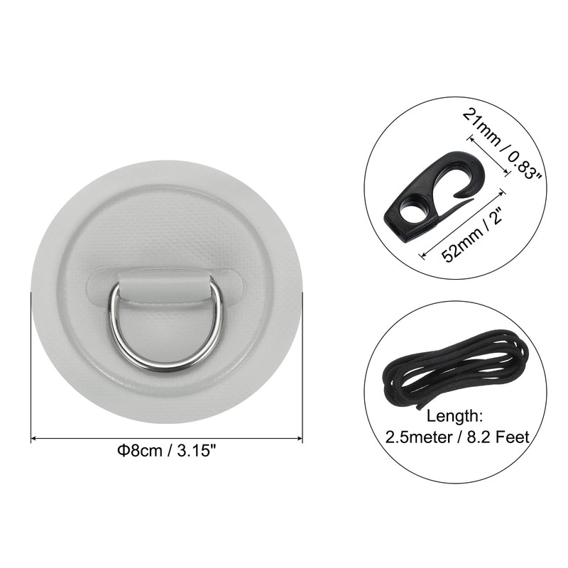 PATIKIL D-Ring Patch, 4 Pcs Stainless Steel D-Ring PVC Patch