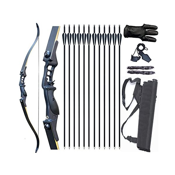 Vogbel Archery Recurve Bow and Arrows for Adults 52 inch Archery Set 30-50lb Takedown Bow Right Hand Metal Riser with Arrows Quiver for Hunting Shooting(35lb), Black