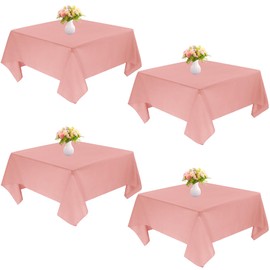 JALANCY - Juego de 4 manteles cuadrados de 52 x 52 pulgadas, color blanco, lavable a máquina, tela de poliéster, para cenar, fiestas de bufé, picnic, eventos, decoración de bodas (rosa sucio)