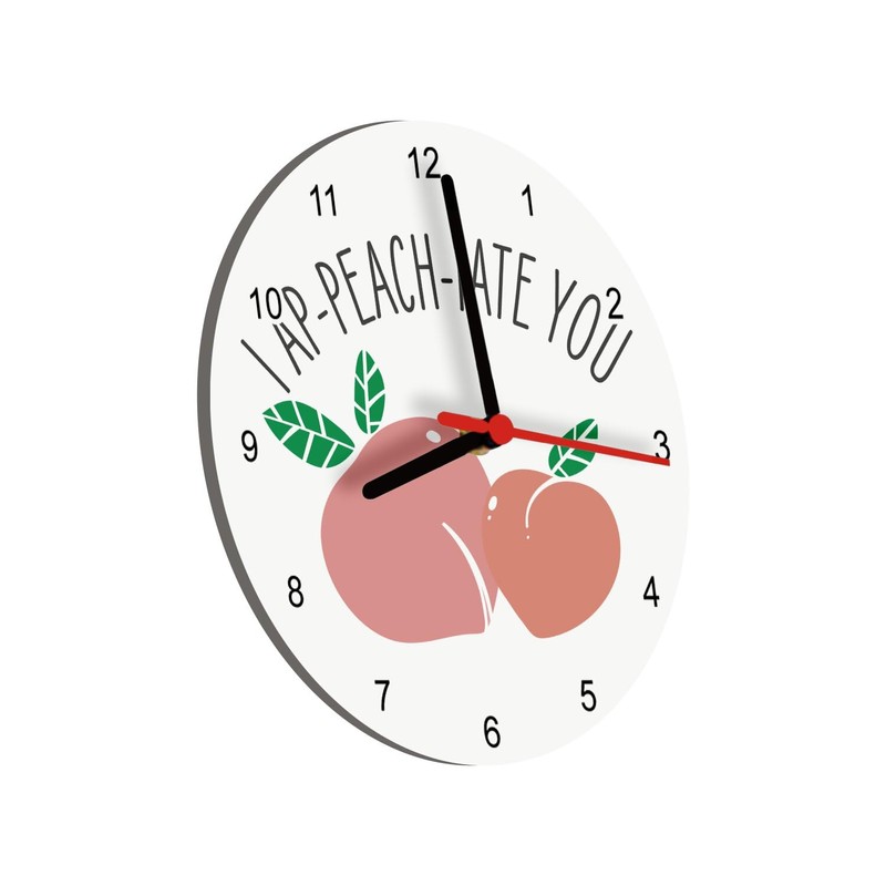 Glass Wall Clock - I Appeachiate You Pun Food Fruit