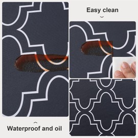 Vonabem 100% Waterproof Round PVC Tablecloth, Vinyl Table Cloth Cover with Flannel Backing Oil Proof Spill Proof Wipeable Table Cloths for Indoor and Outdoor(Indigo,60in Round)