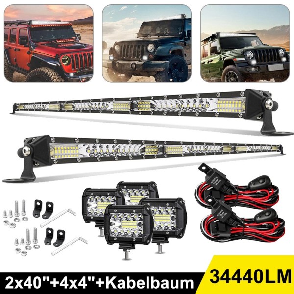 Unbranded 2x 40"inch Slim LED Light Bar Spot Flood Offroad+4x4"