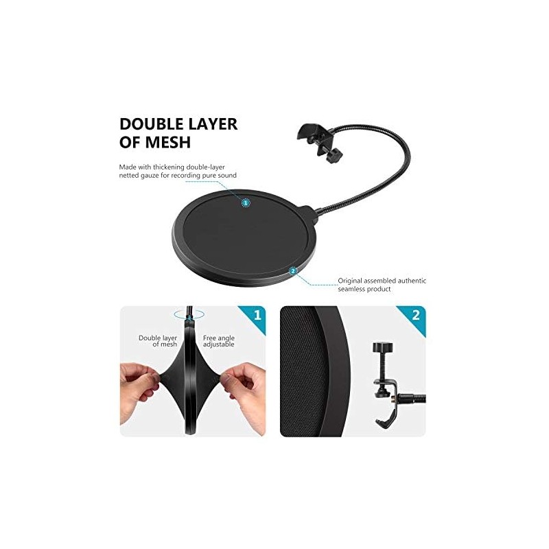 Neewer NW(B-3) 6 pulgadas Forma Redonda Studio Micrófono Mic Viento
