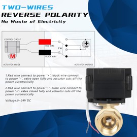 movafaFH 3/4'' Brass Motorized Ball Valve,2 Wire Reverse Polarity Electric Water Valve Full Port,9-24V DC Automatic Ball Valve