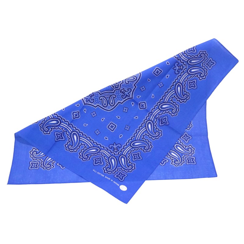 WKG Bandana, Paisley, Made in Japan, Cotton Handkerchief, blue, (marine