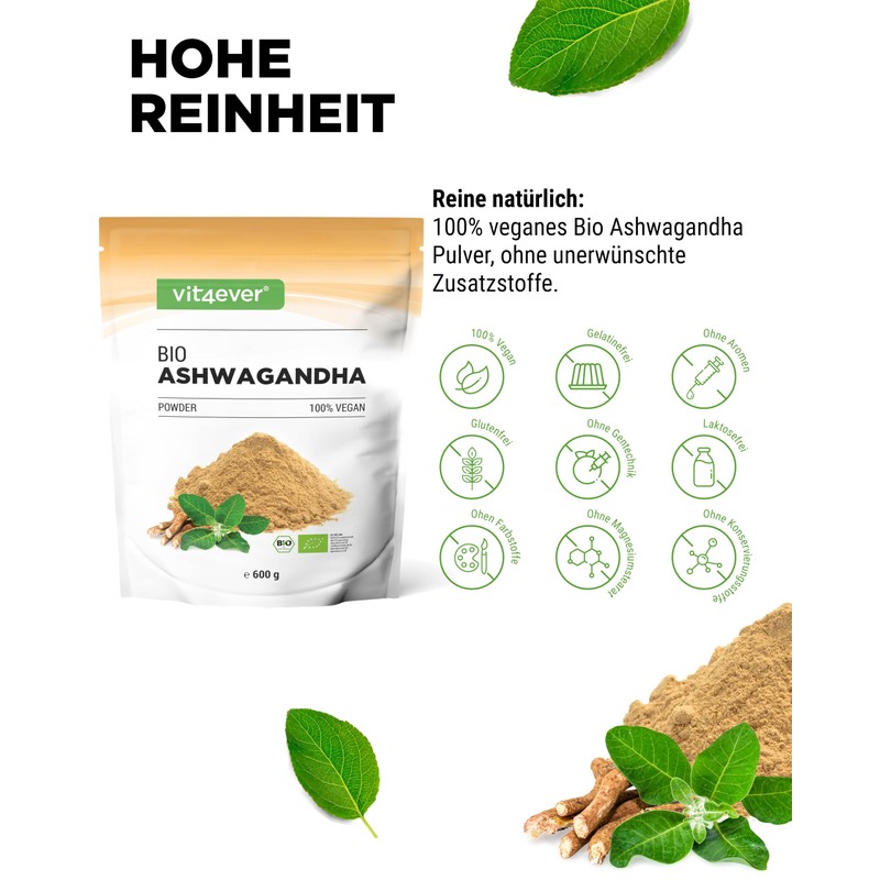 vit4ever Organic Ashwagandha Powder 600 g - Made from Real