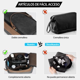 NUBILY Neceser para Hombre,Neceser de Viaje para Baño Impermeable, Bolsa de Aseo Deportivo, Bolsa Cosmetiquera, Organizador Bolsa Maquillaje con gran capacidad negro