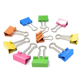 Colorful Mini Metal Binder Clips Small Bulldog Foldback Clips for Organizing Papers, Documents, and Stationery Pack of 10 (19mm)