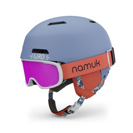 Giro Crue Combo Pack Toddler Ski Helmet - Snowboarding Helmet with Matching Goggles for Kids, Boys & Girls Namuk Purple Blue/Coral XS 48.5-52cm