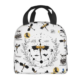 Hpyabdine Fourth Dragon Wing Lunch Box Reusable Lunch Bag Men Women Adult Insulated LunchBox for Work Picnic Hiking Beach (White)