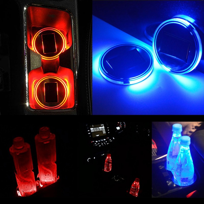 2pcs Solar LED Cup Pad Holder RGB 7 Colors Lights