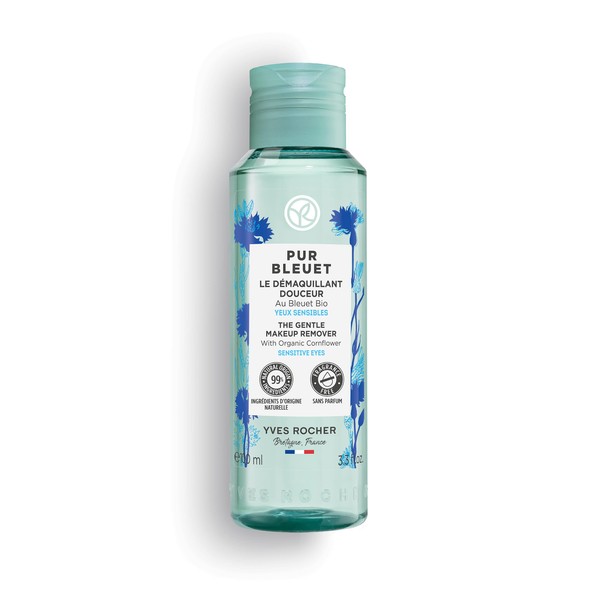 Yves Rocher Pur Bluet Mild Eye Make-Up Remover, Gently Removes Make-Up From Eyelashes and Lids, Make Up Remover, with Soothing Organic Cornflower