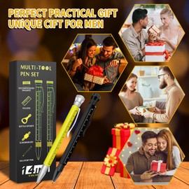 Yolistar Gifts for Men, 14 in 1 Multifunctional Ballpoint Pen Gadgets for Men (2 Pack), for Him, Birthday, Father's Day, Easter, Christmas Gift, Helper in Family Life