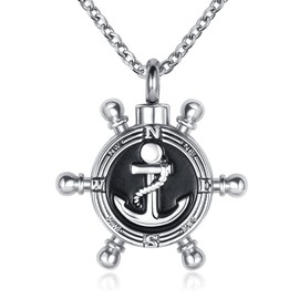 OutstandLong Men Anchor Urn Necklaces for Human Ashes Memorial Cremation Women Keepsake Ashes Pendant Dad Brother Uncle Jewelry