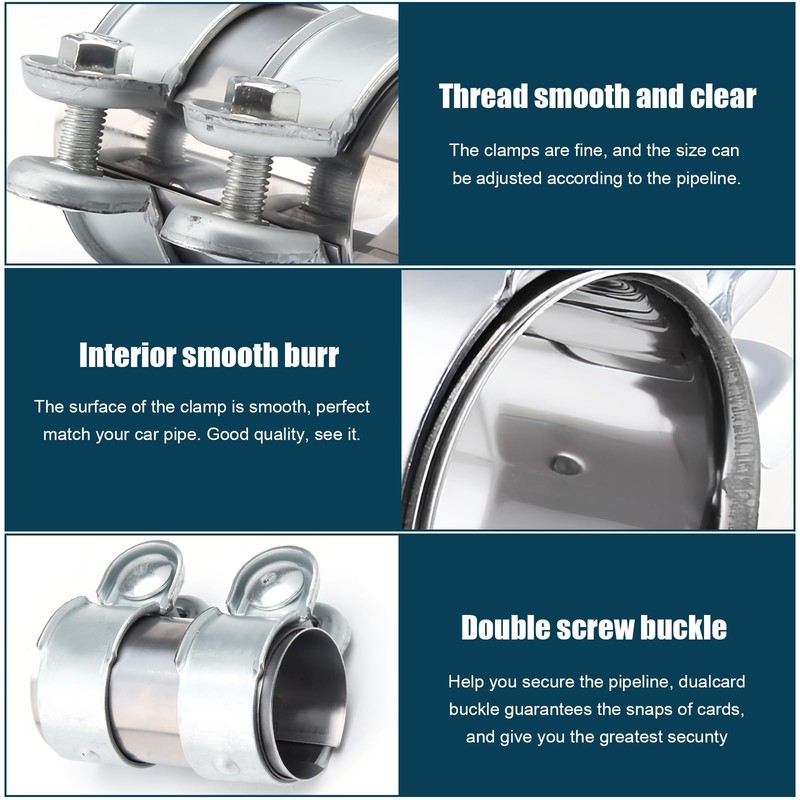 ALI2 125mm x 55mm Exhaust Pipe Hose Clamps Stainless Steel