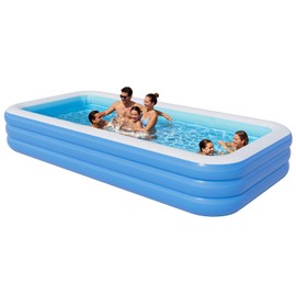 Benass Inflatable Pool for Kids and Adults, 142" x 71" x 21" Blow Up Pools, Rectangular Family Swimming Pool