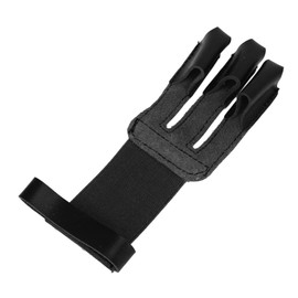 Pyhodi Archery Glove Finger Tab Accessories, 3 Finger Guard Finger Tab Protective Gear Leather Gloves for Recurve and Compound Bow for Hunting Shooting Targeting Men Women Youth Beginner (Black)