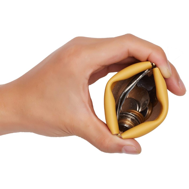 Travelambo Leather Squeeze Coin Purse Pouch Change Holder For Men