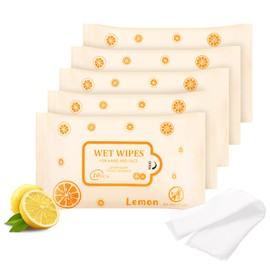 SLequipo Pack of 50 Face Hand Wipes, 500 wipes, Lemon Travel Wipes Bulk for Butt, Hands, Face Cleaning, Daily Use (10 Wipes Per Pack)