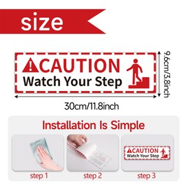 2PCS Watch Your Step Sign, Self-Adhesive Waterproof Vinyl Caution Watch Your Step Tape Sticker, Safety Floor Decal for Business, Workplace, Public Areas Indoor Outdoor Use