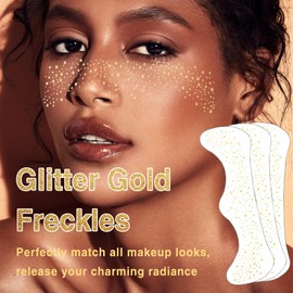 Glitter Freckles Face Tattoo, 6PCS Gold Freckles Temporary Face Tattoos, Face Glitter Makeup Speckles, Face Glitter Makeup Patches(Gold Glitter)