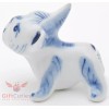 Gzhel Porcelain French Bulldog puppy Dog Figurine handmade